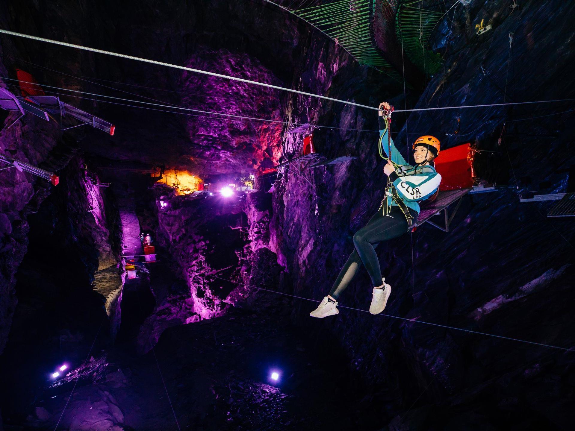 Take flight on 11 zip lines at Zip World Caverns