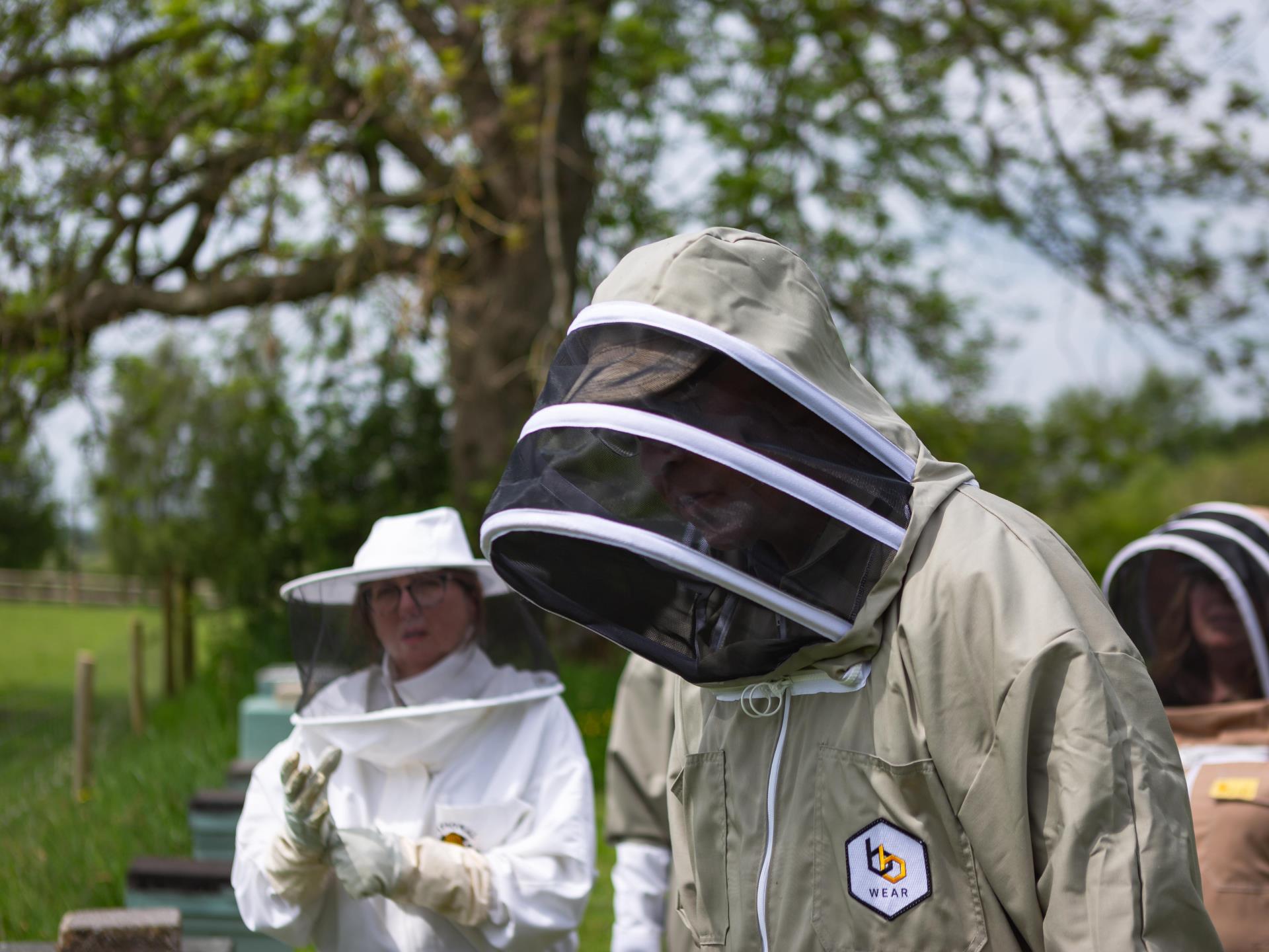 dressed up ready for a beekeeping experience