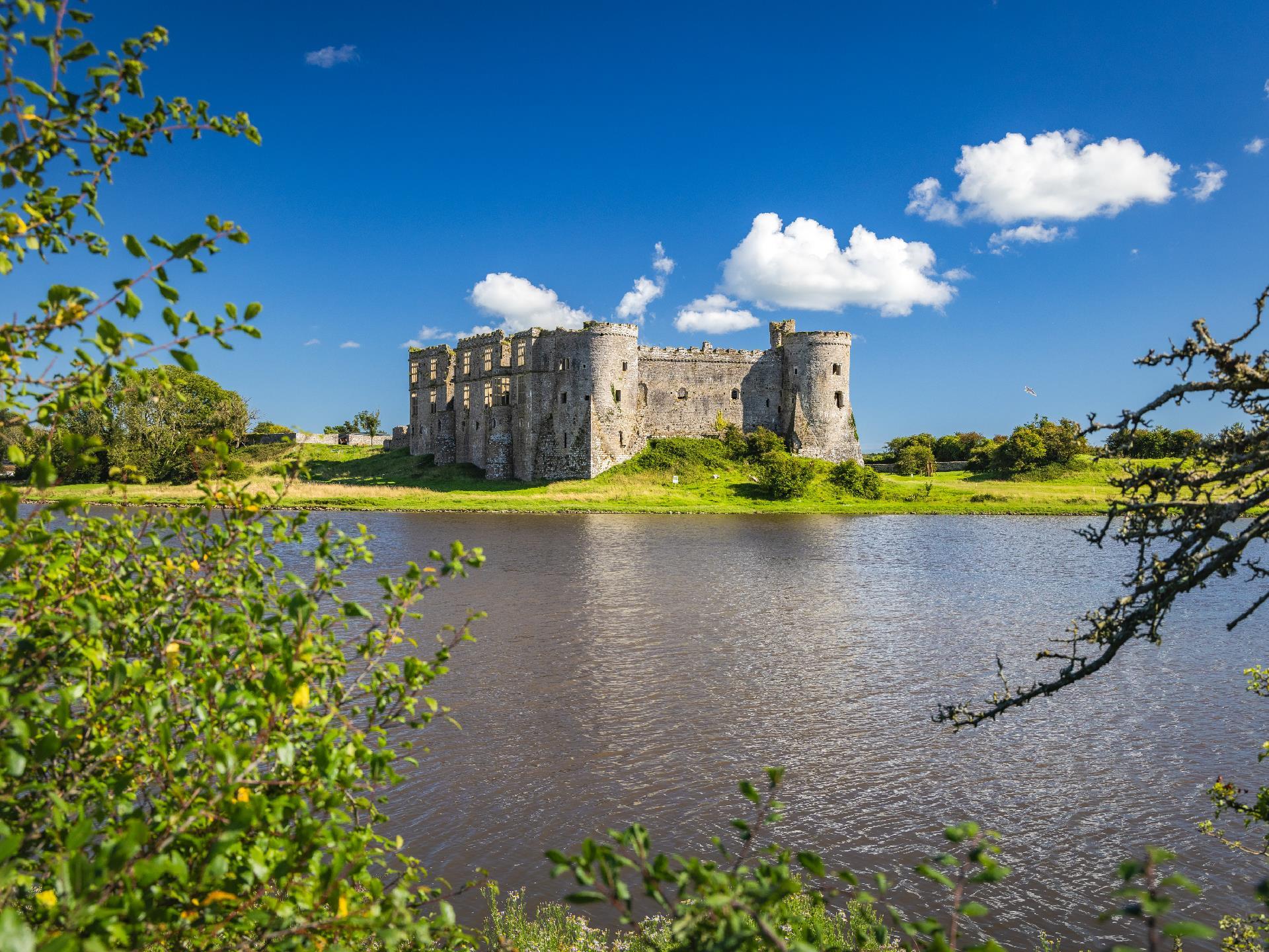 Carew Castle and pond