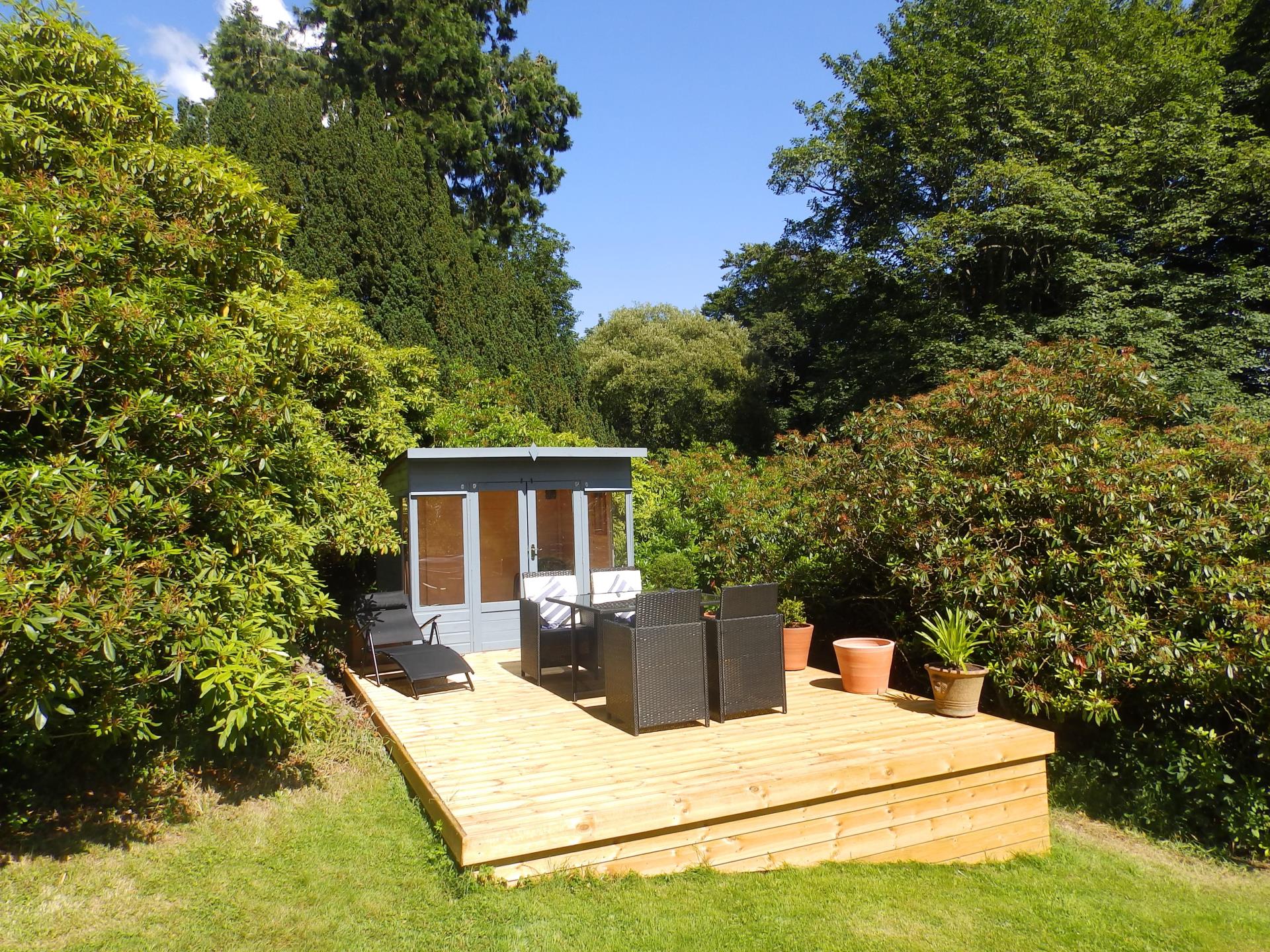 Summer house and decking with gas BBQ