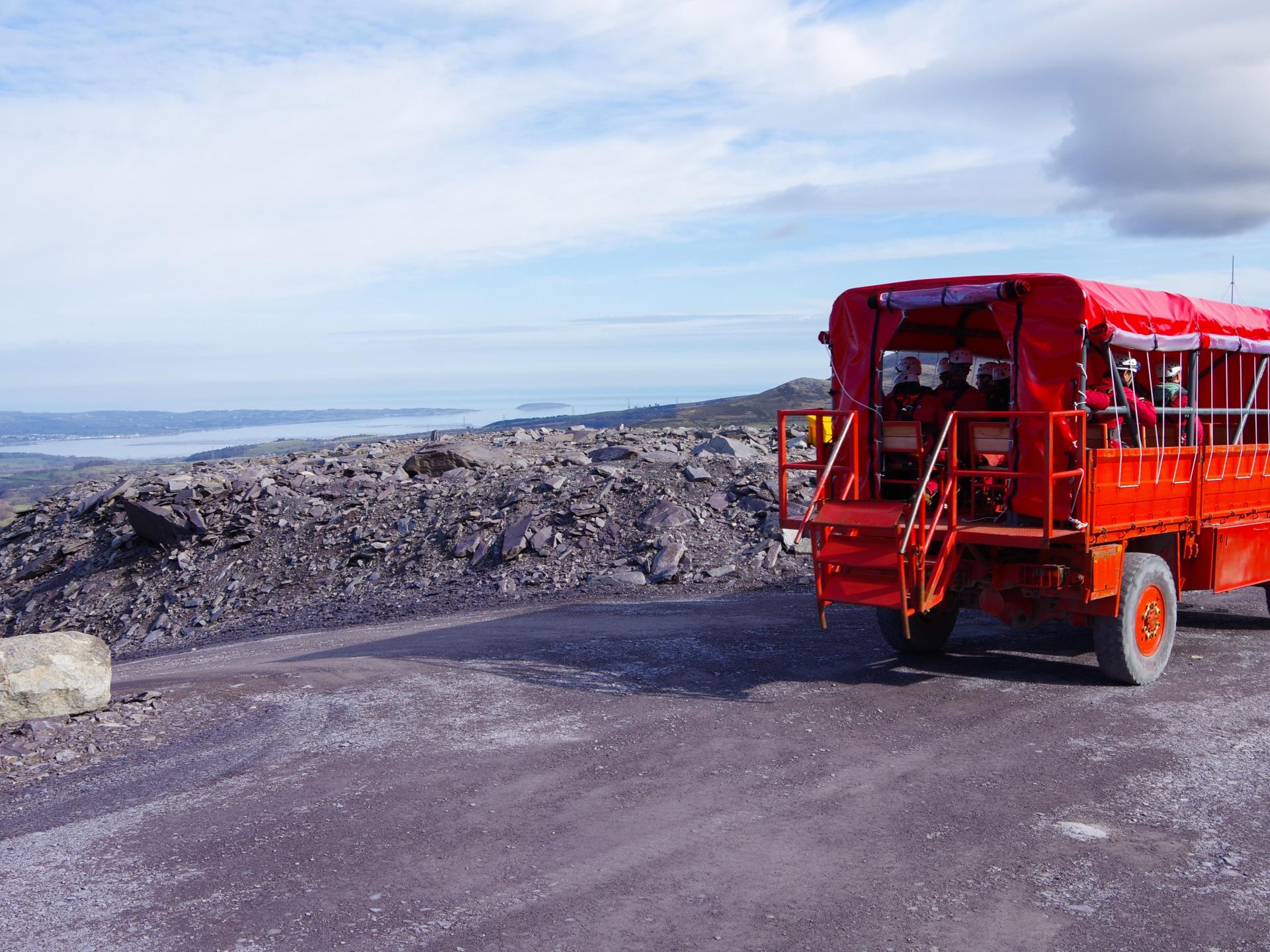 Take a quarry tour in our iconic red trucks