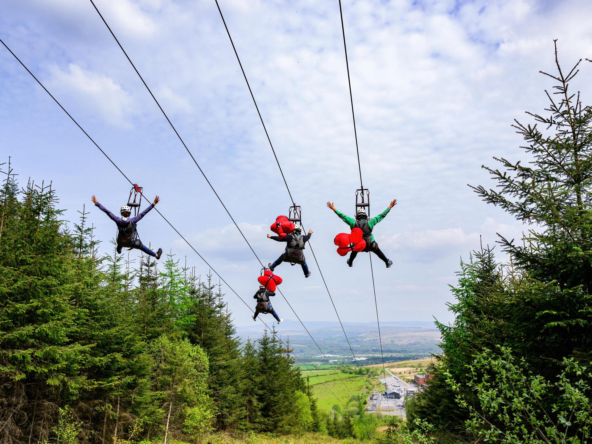 Phoenix zip line at Zip World Tower Aberdare