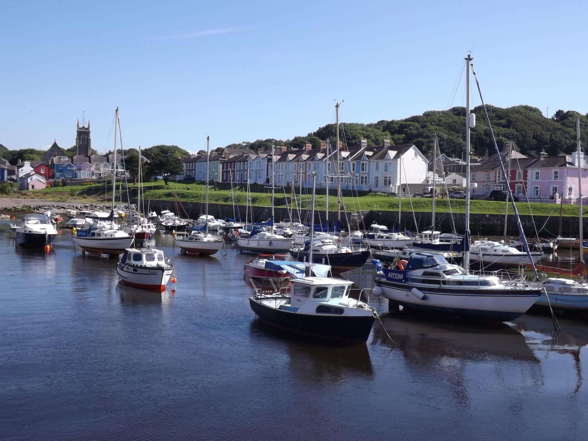 Aberaeron Harbour with boats