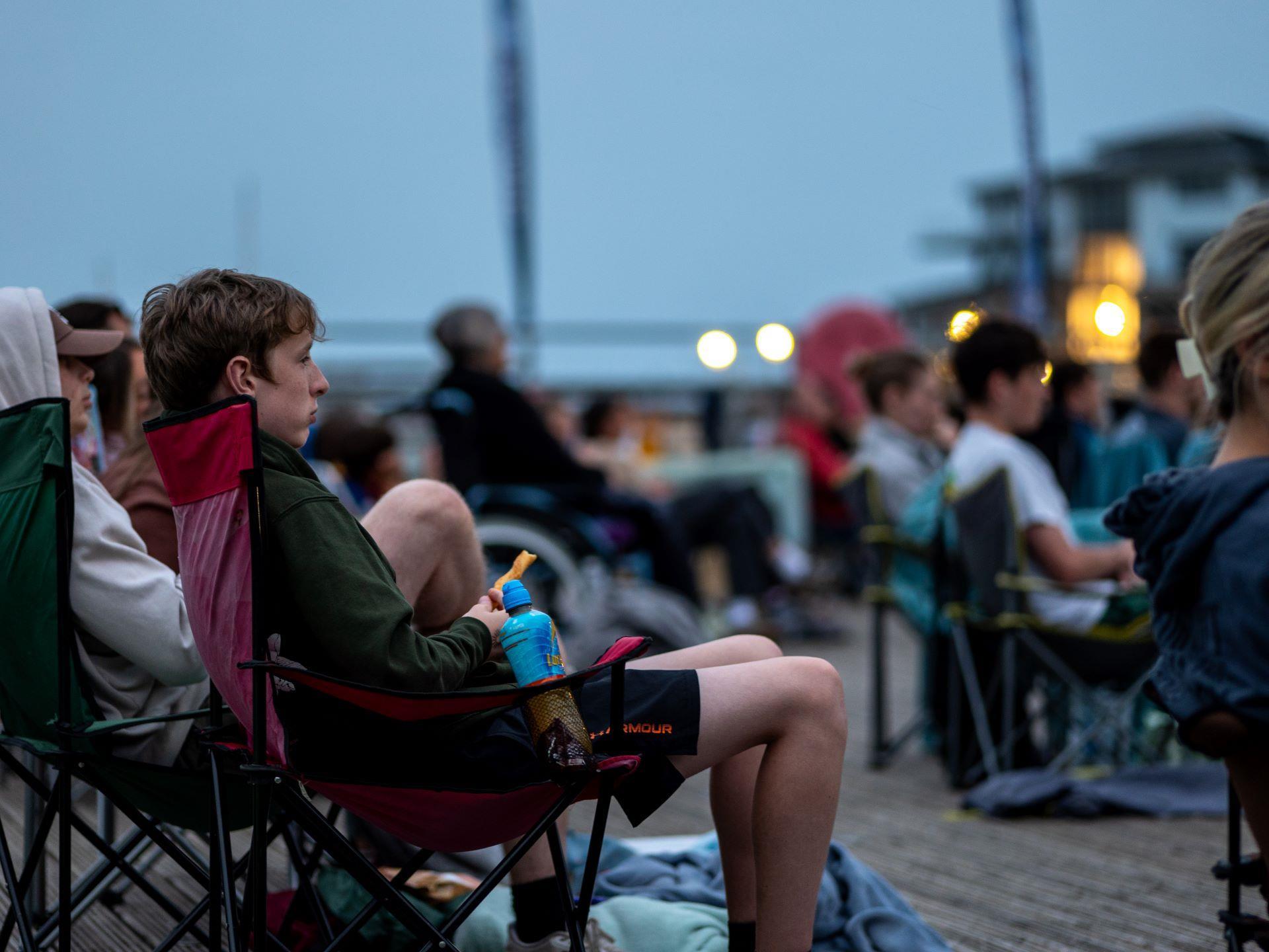 Attending the open air cinema