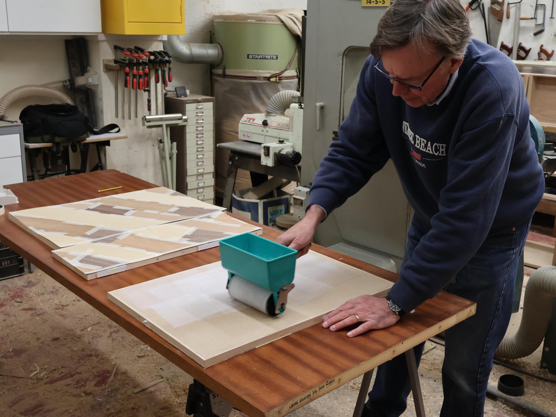 Marquetry Workshop in the Gweithdy