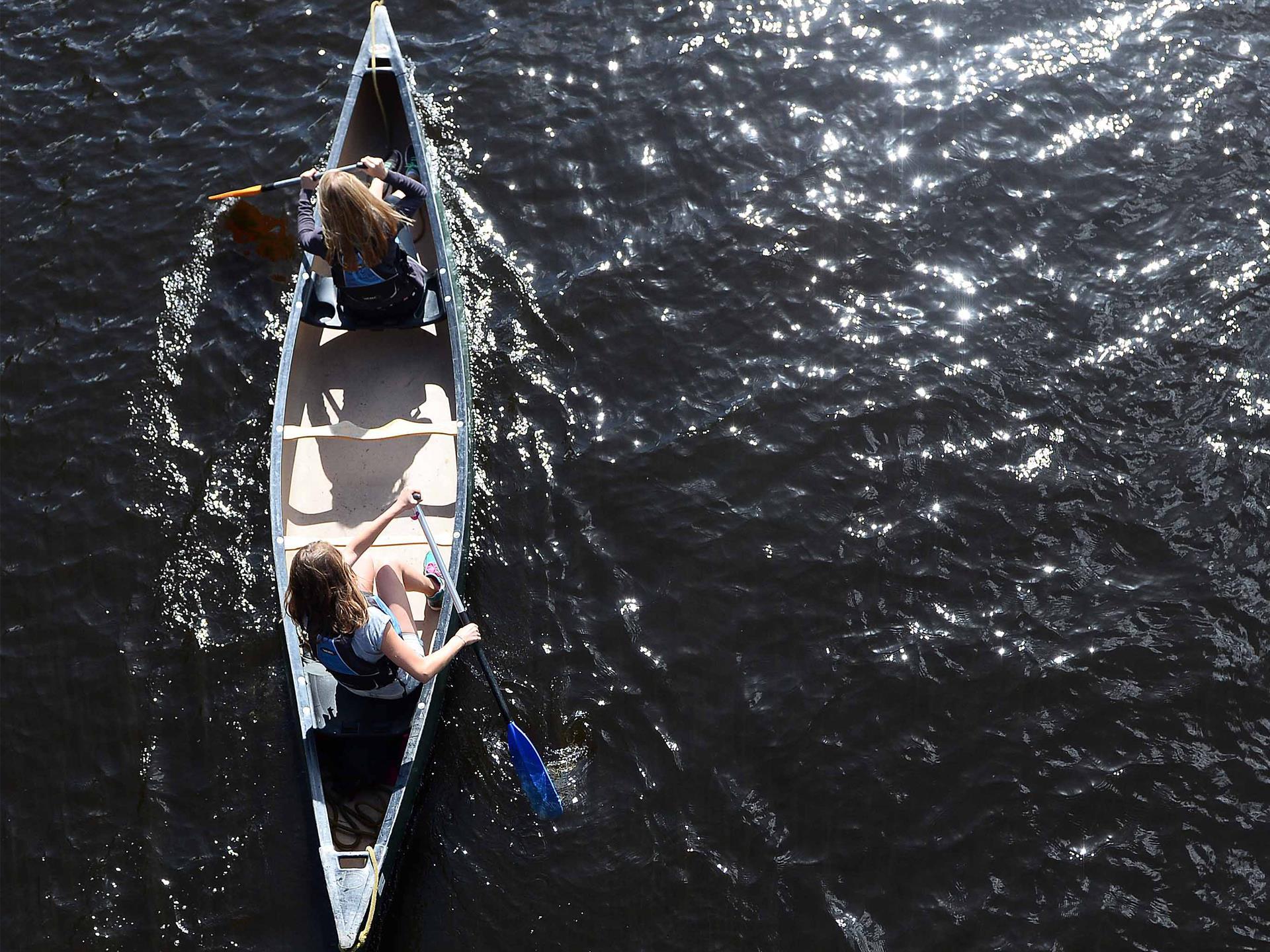 Two Canoeists exploring the River Wye