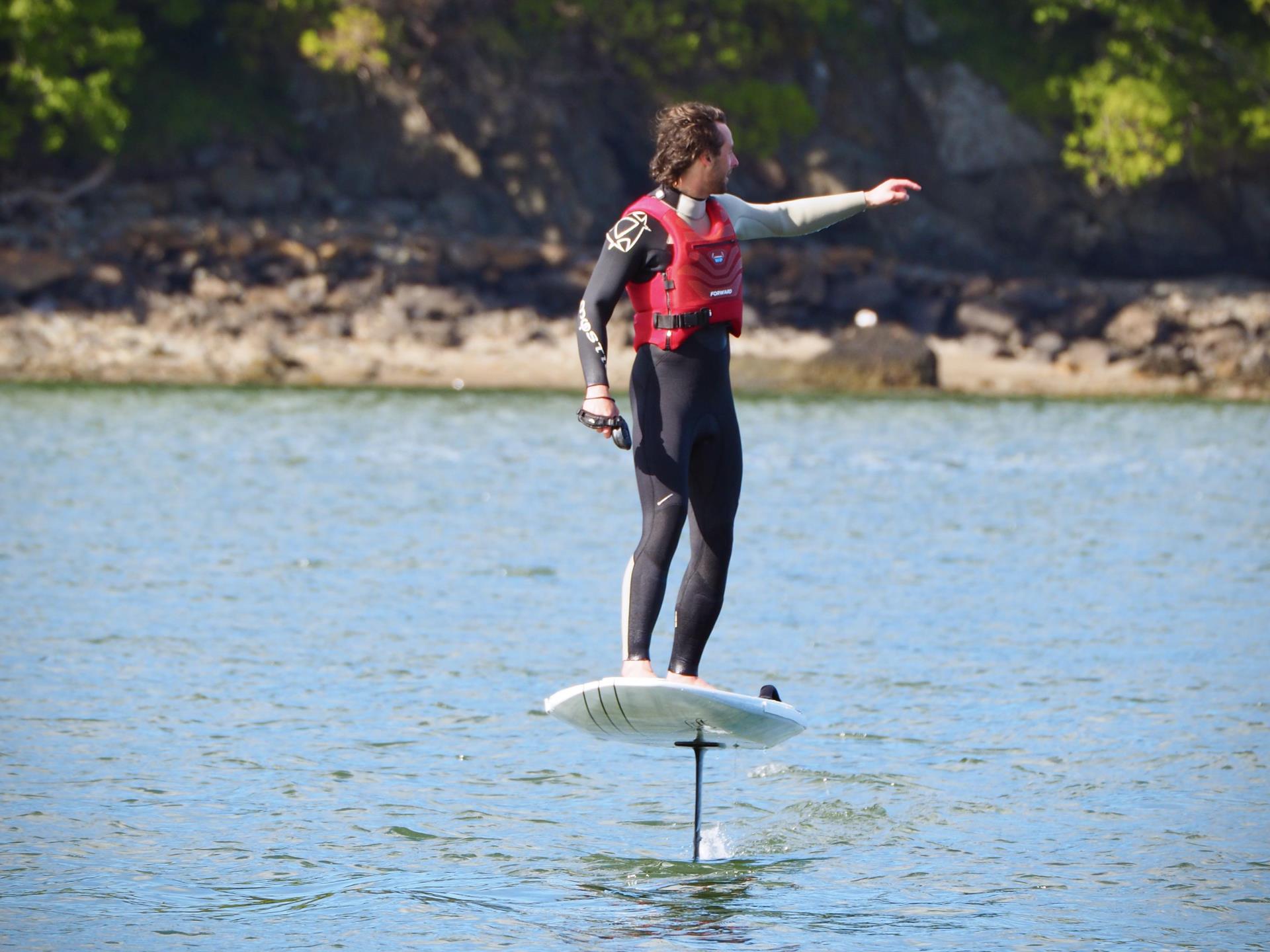 efoil rider on the Menai strait