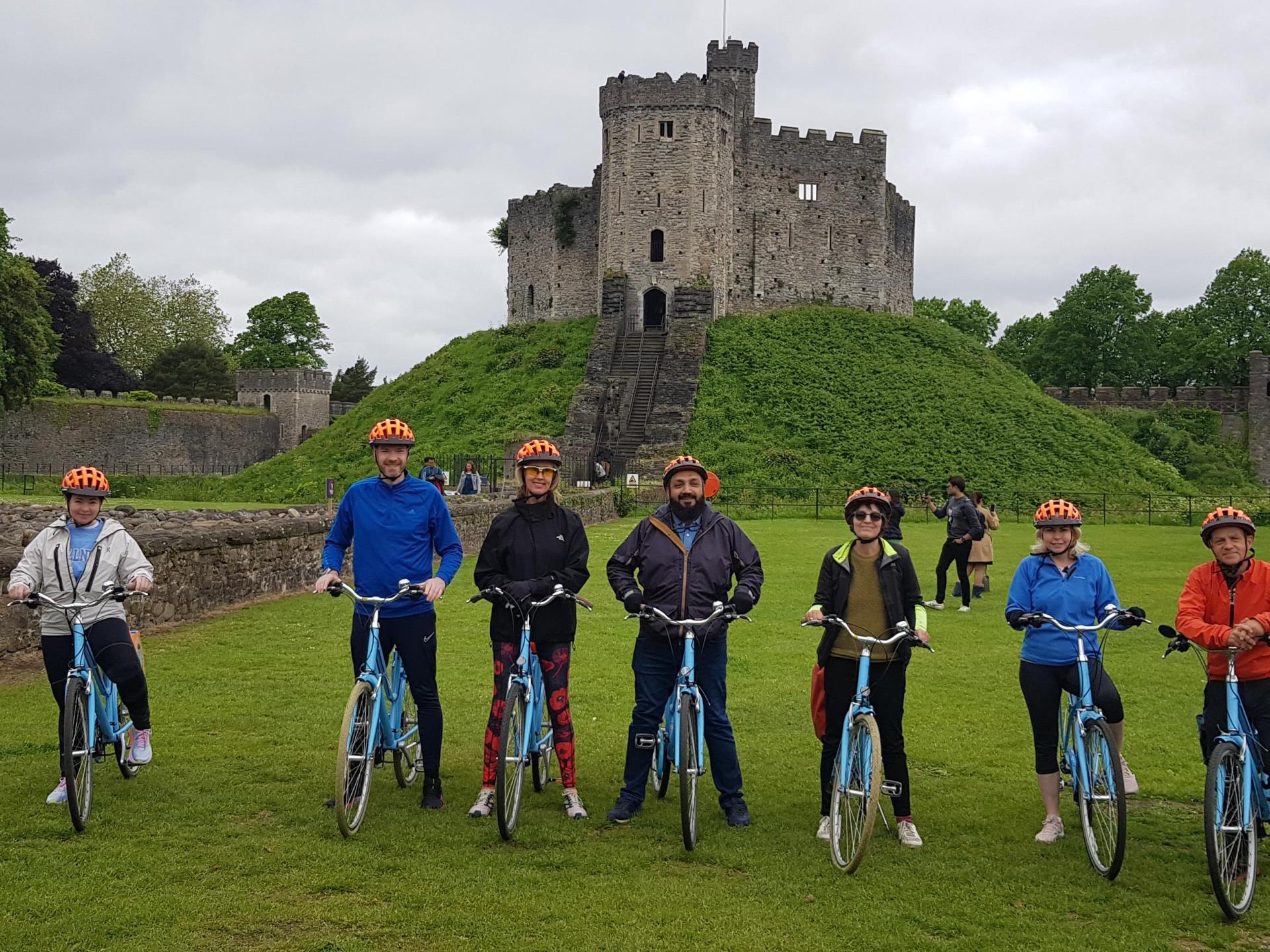 Group of cyclists in Cardiff Castle