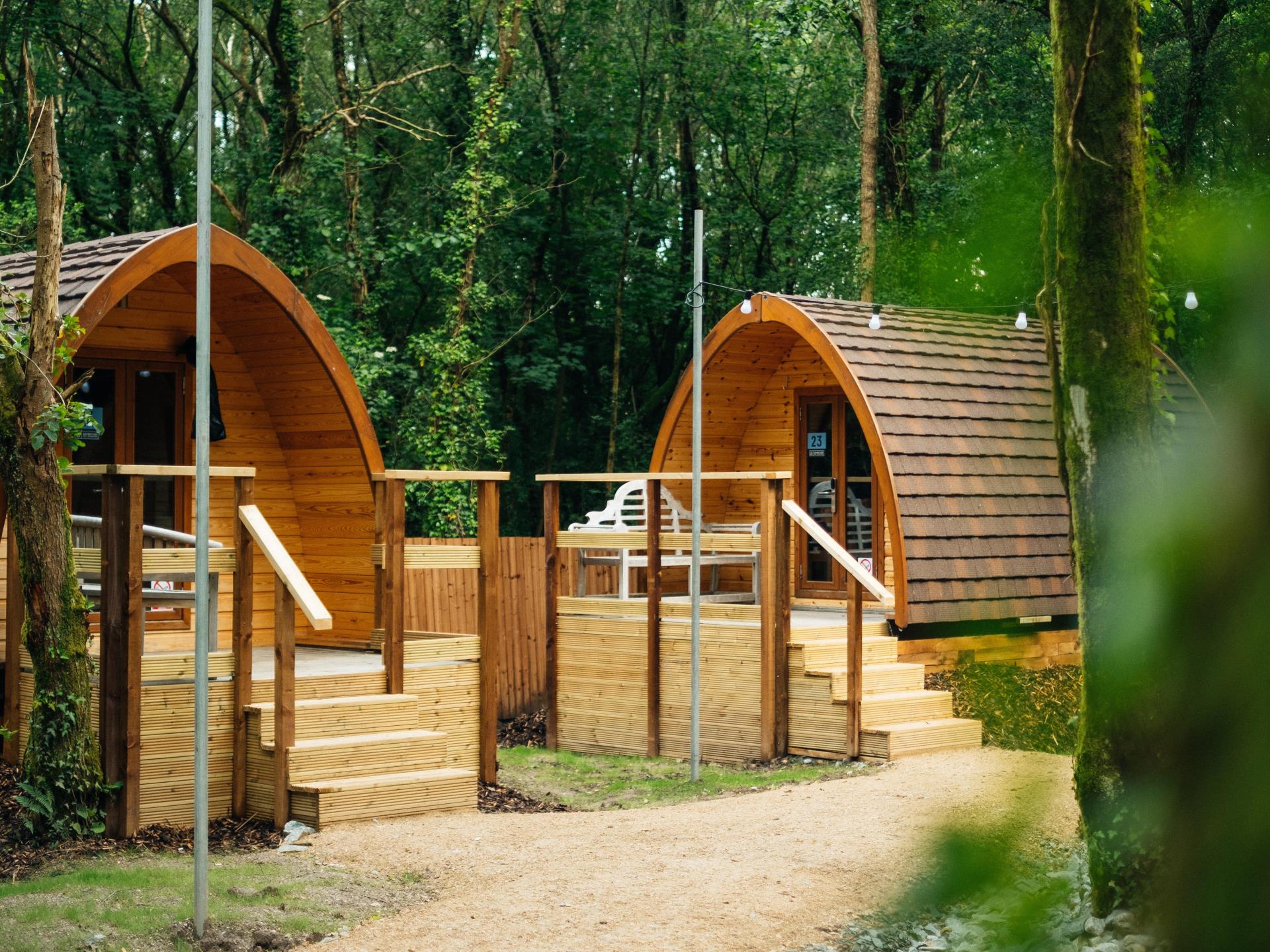 Accommodation pods at Zip World Conwy