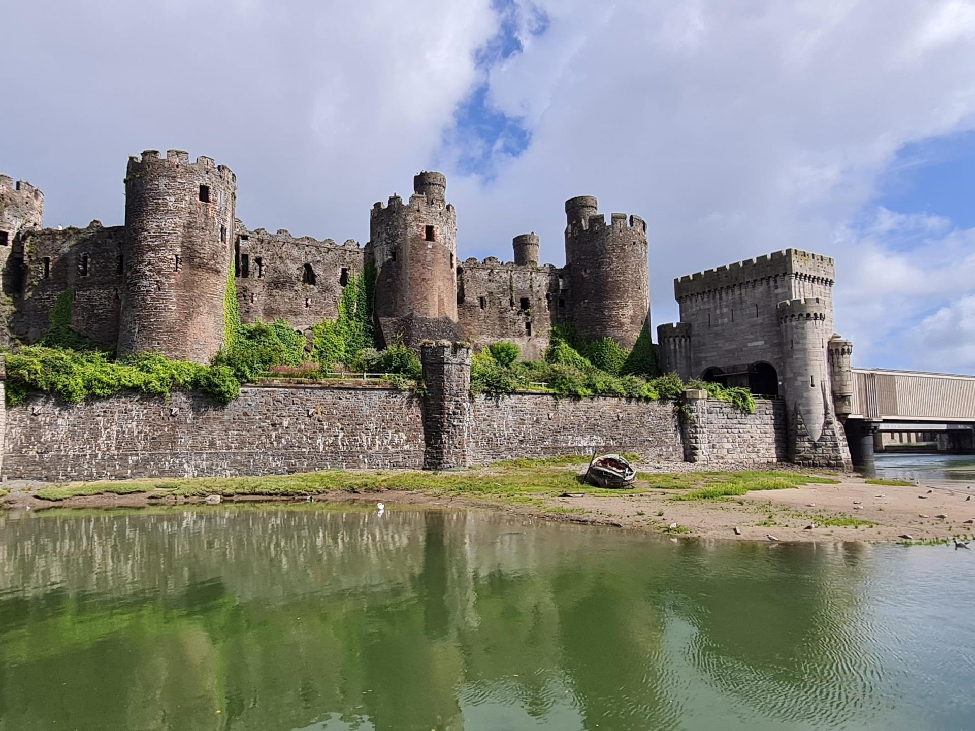 Conwy Castle and Telford's suspension bridge