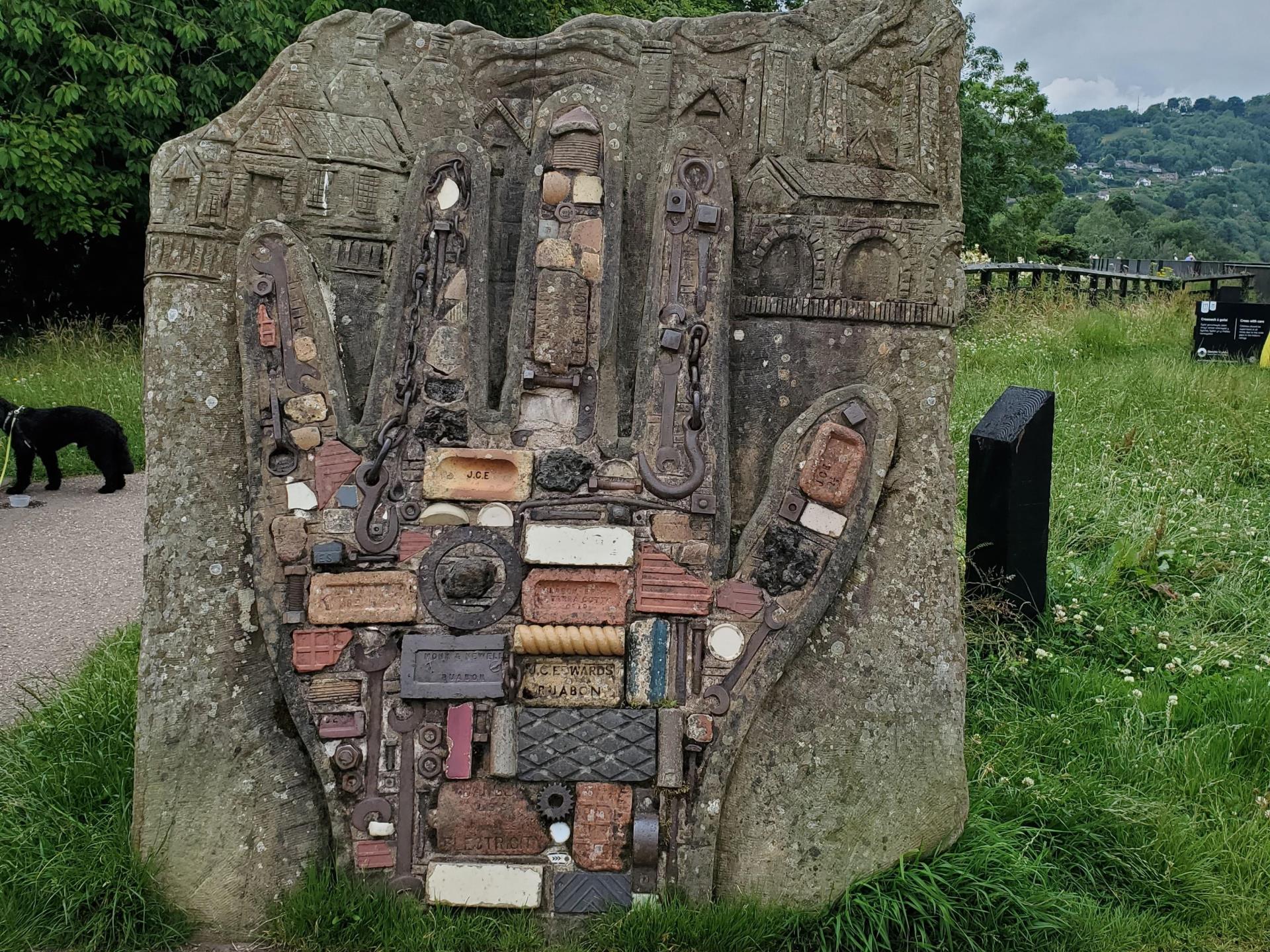 Offa's Dyke hand sculpture near Froncysylite