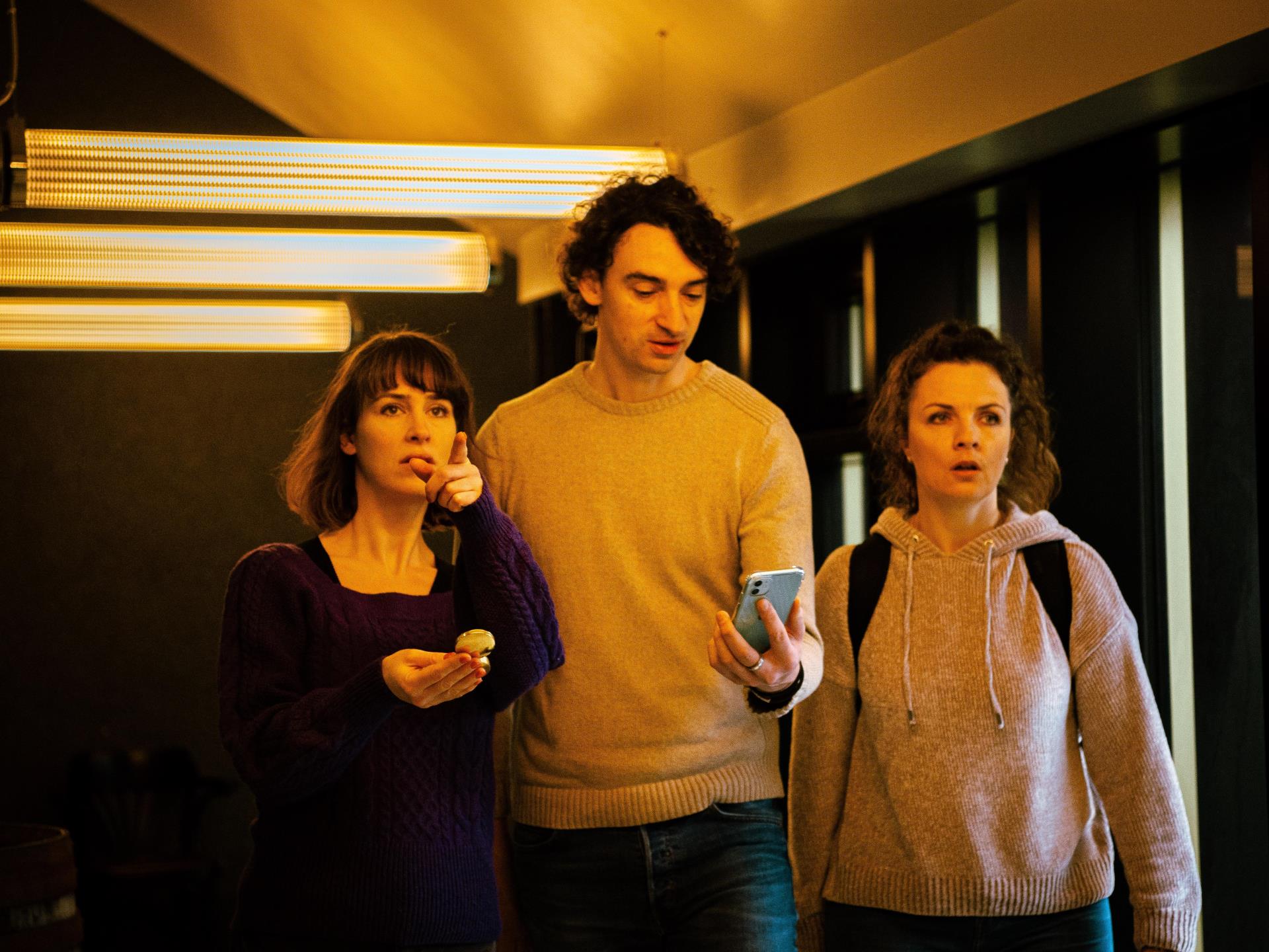 A team looking for their next clue