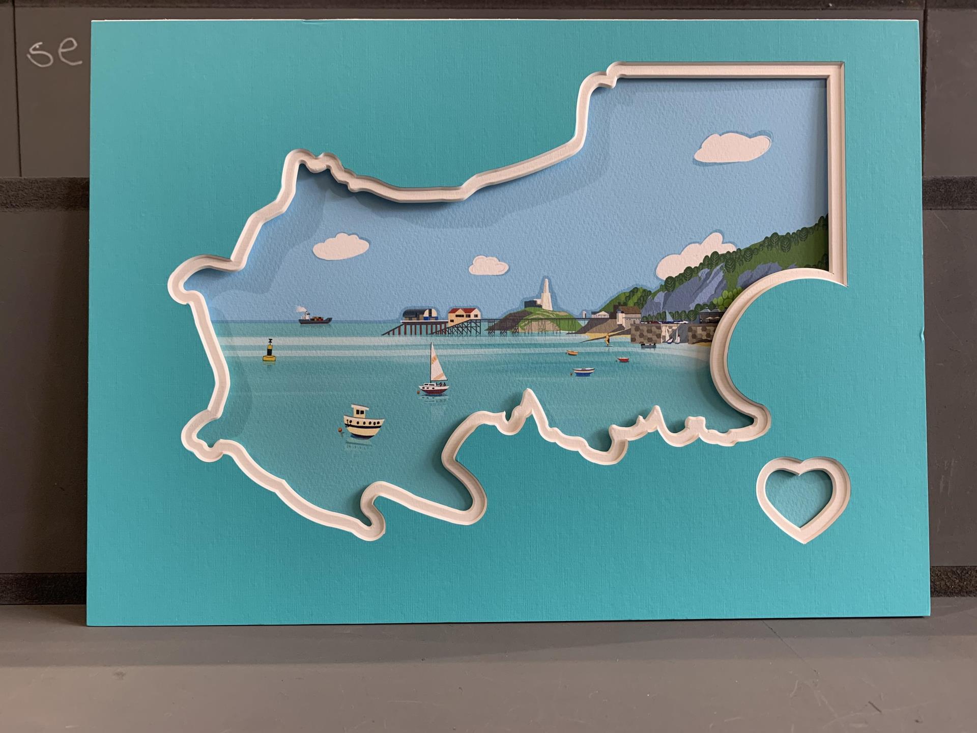 Gower Map with Mumbles Insert from Noodle Design