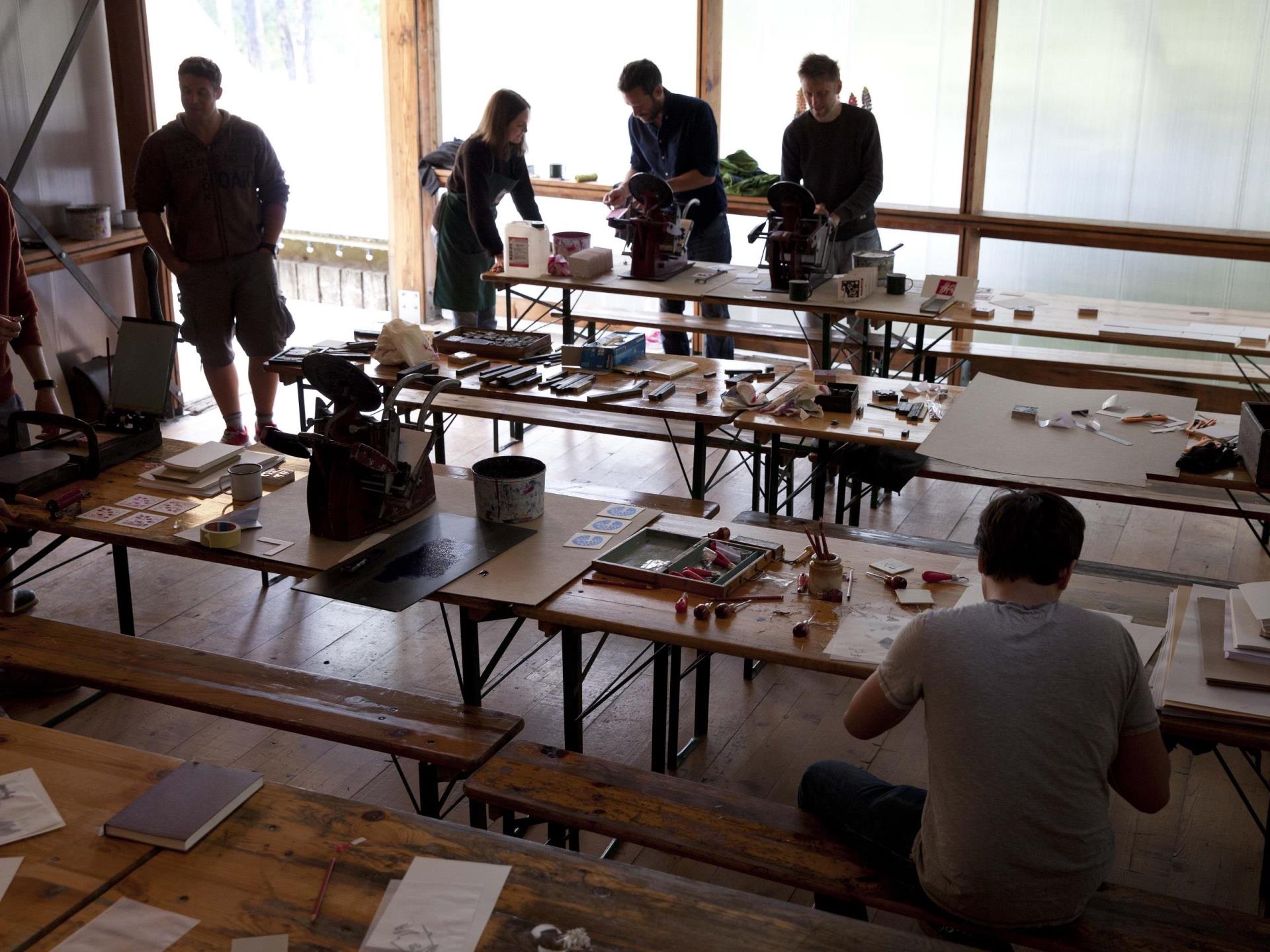 Workshop in the lodge barn (photo: Sarah Falugo)