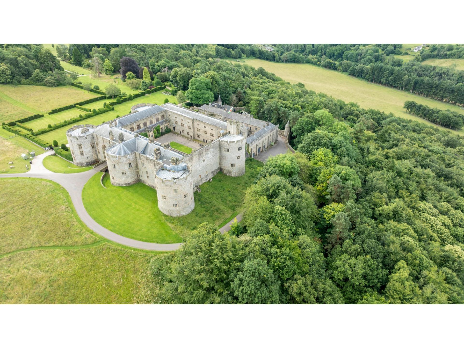 Aerial view of Chirk Castle, Wrexham