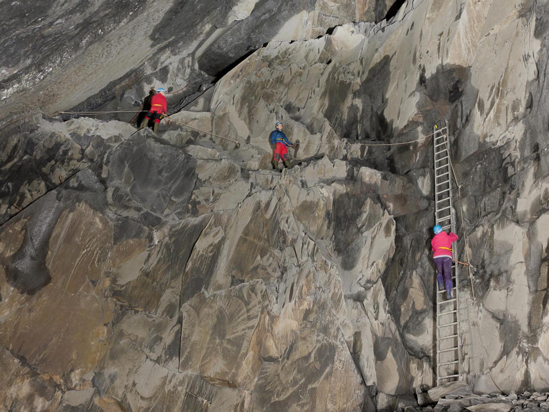 Exploring with ladders and ropes on a Maxi trip