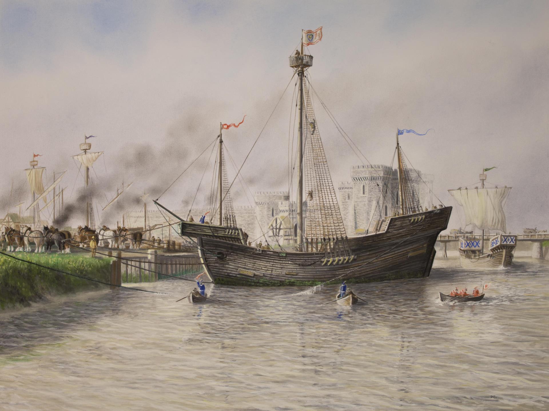 The ship coming into Newport in the late 1460s. 