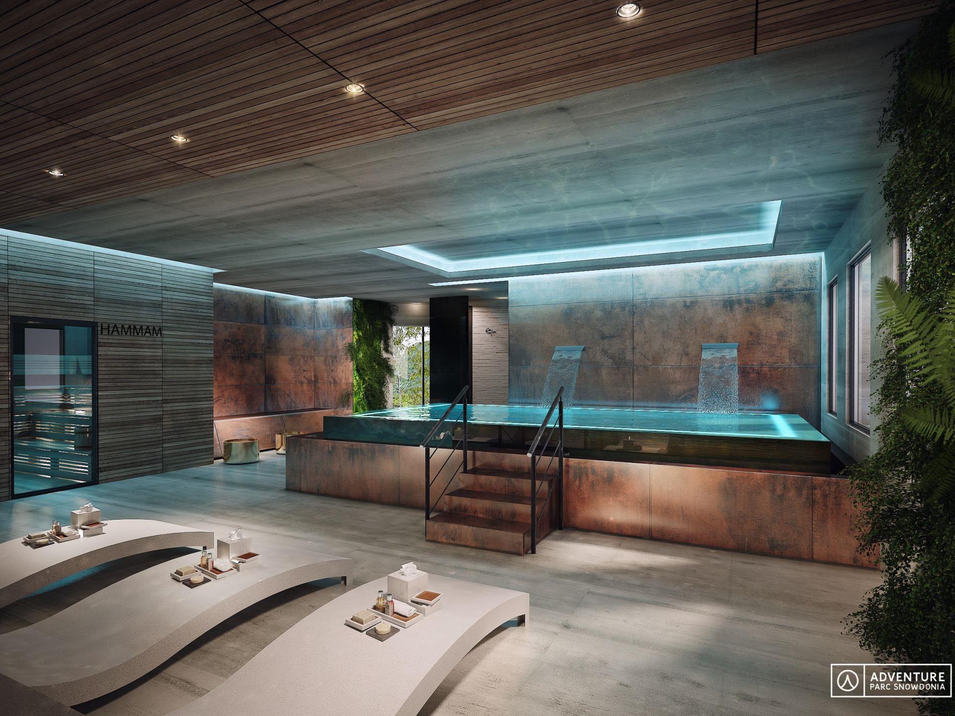 Artist's impression of the interior spa space
