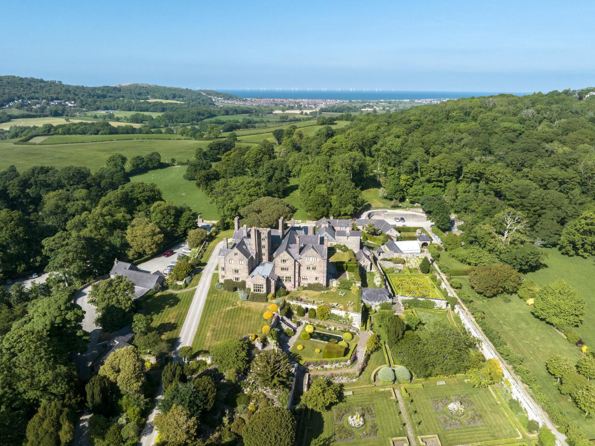 Drone view of Bodysgallen Hall