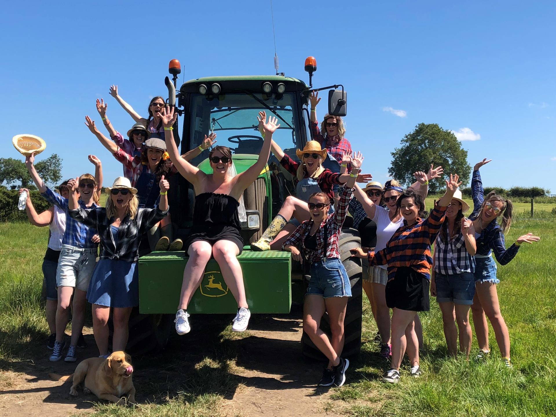 Happy hen party at Tractor Driving