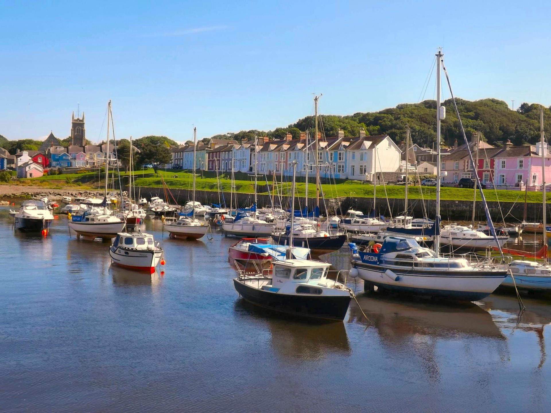 Aberaeron Harbour with boats