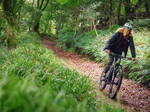 Enjoying cycling downhill in Cwm Gwaun