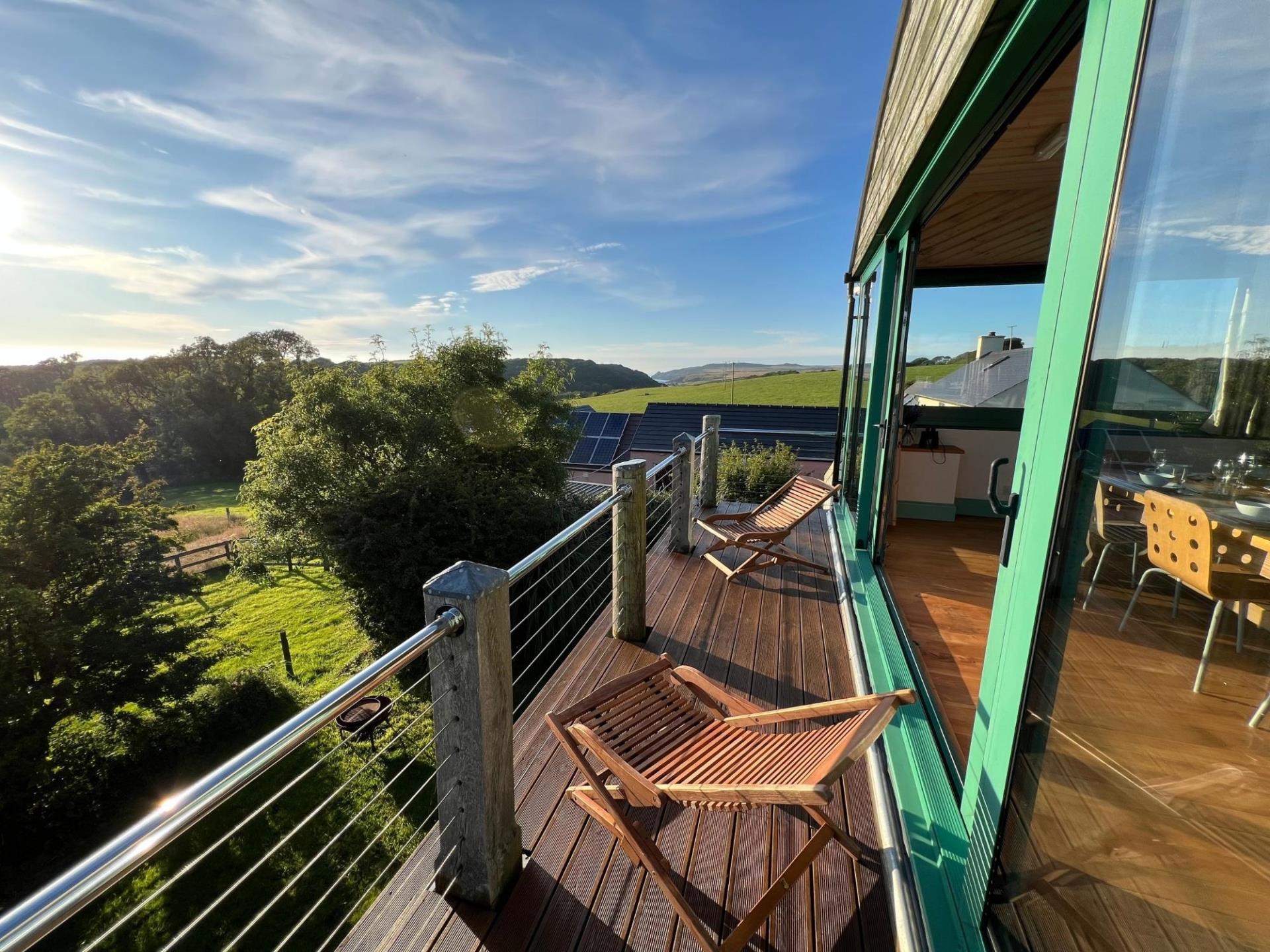 Eco Barn Balcony with views to the coast