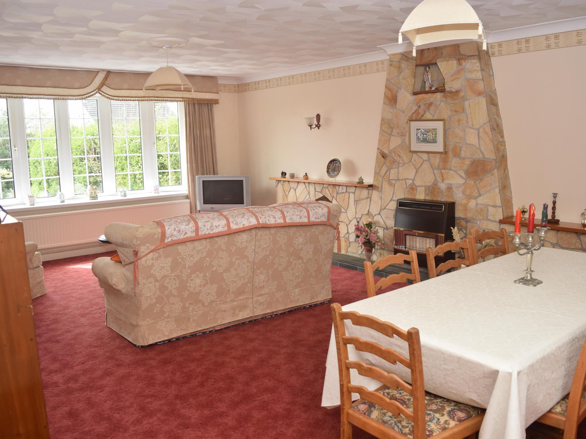 front room with dining table