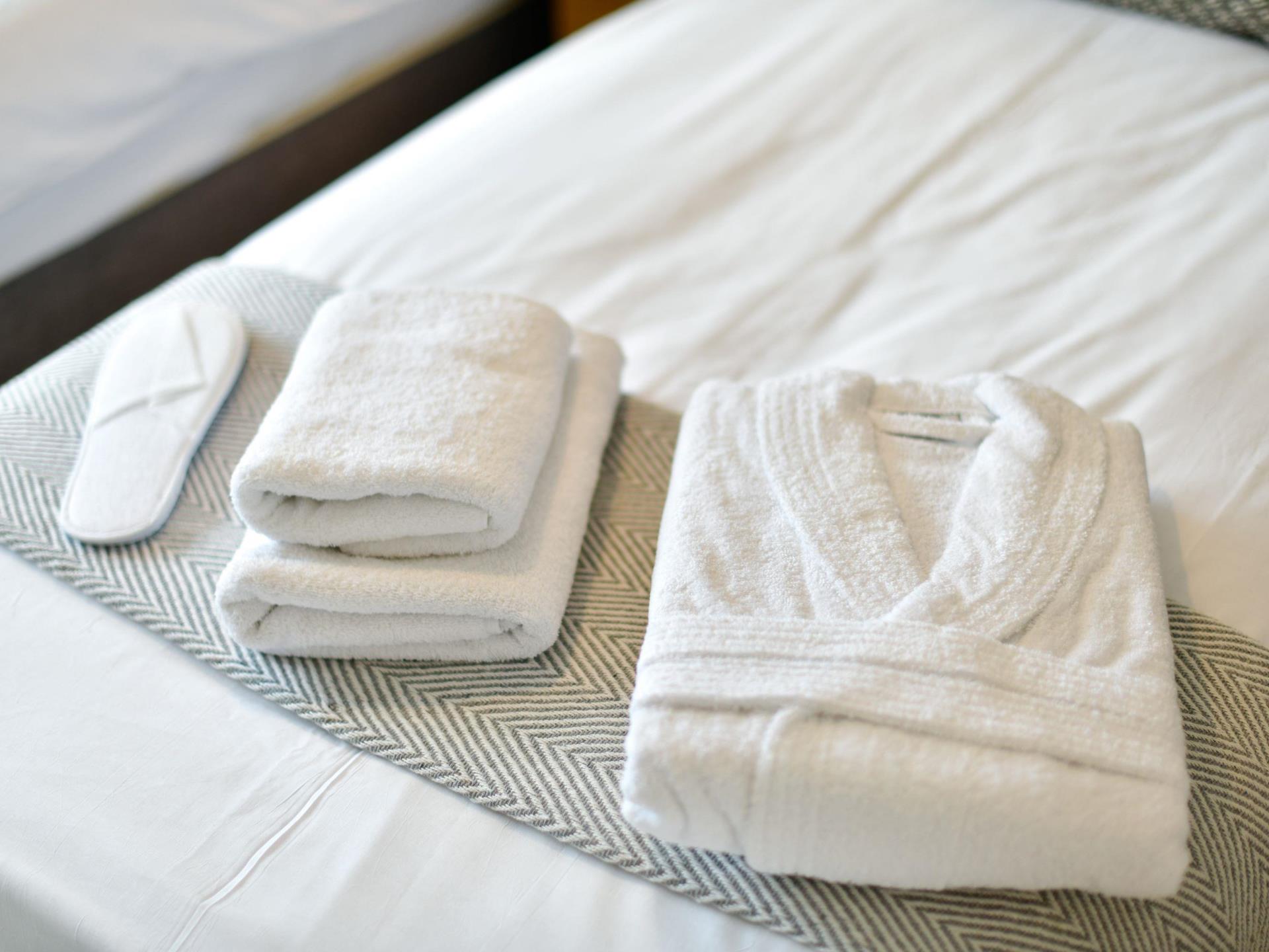 Slipper, Robes and towels provided 