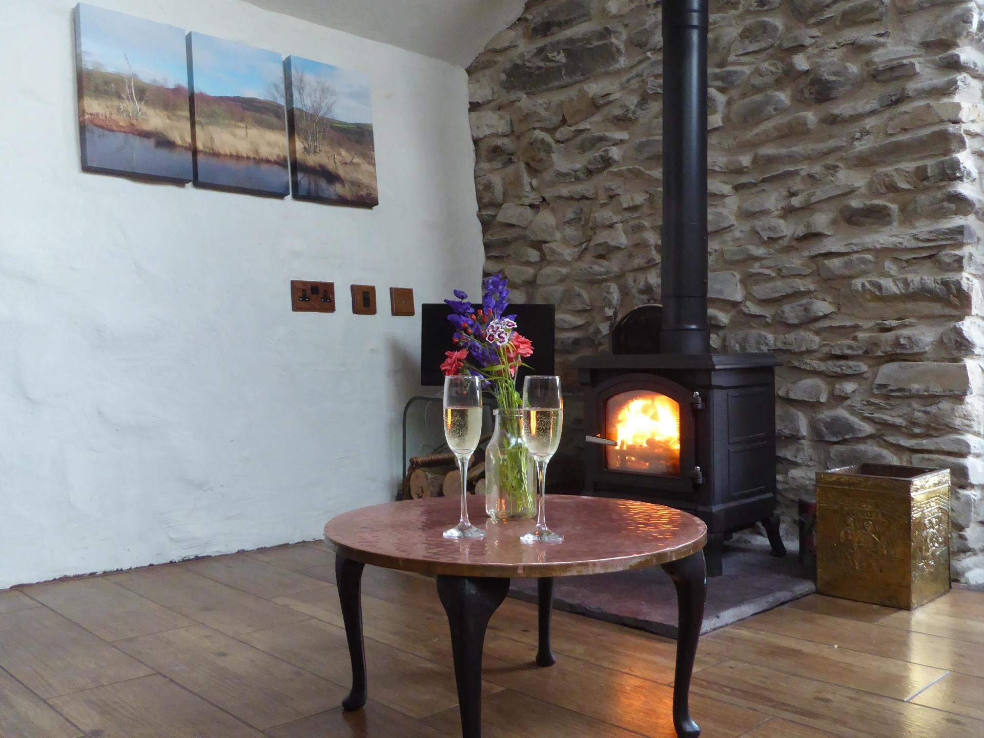 Enjoy a glass of bubbly and wood burning fire 