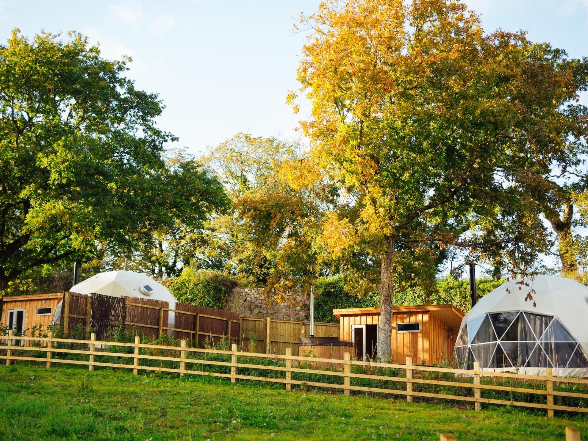 Our luxury Geodomes with wood fired hot tubs