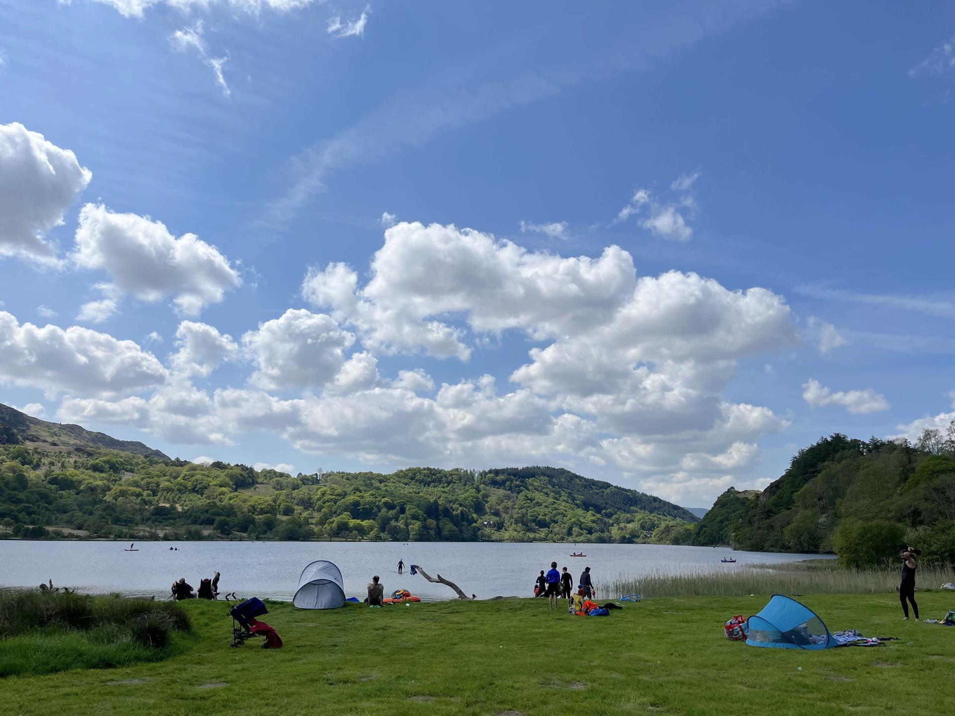 Llyn Gwynant Campsite sits on lake shore