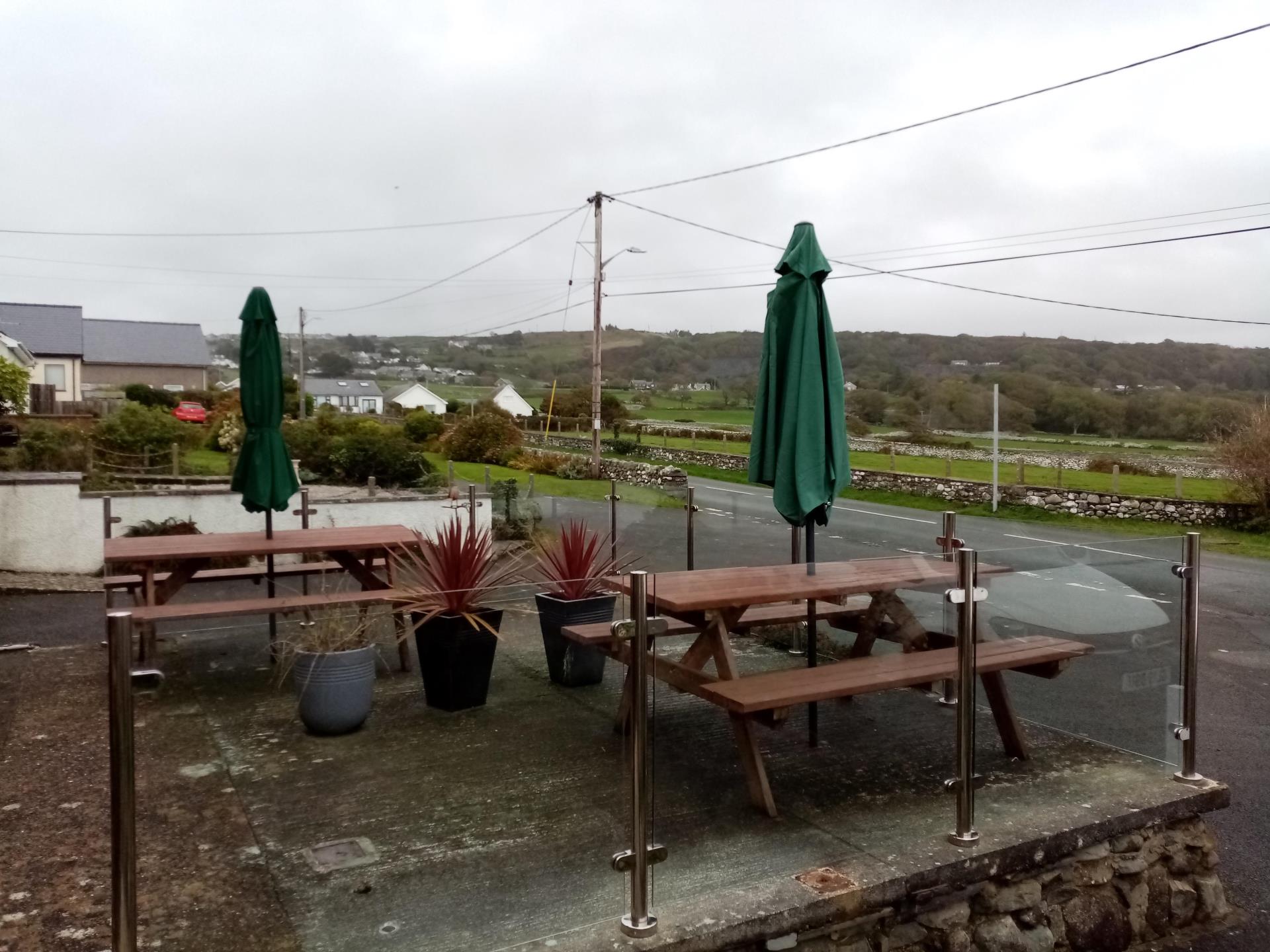 Picnic area and view of the Rhinogs