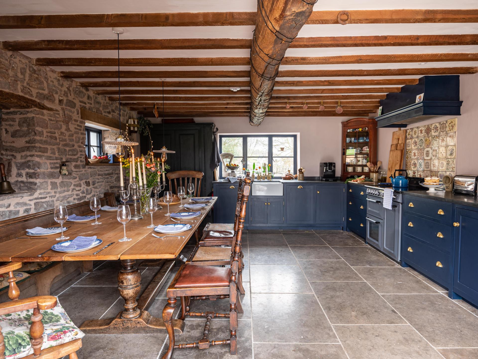 The Beautiful handmade kitchen with granite floor,