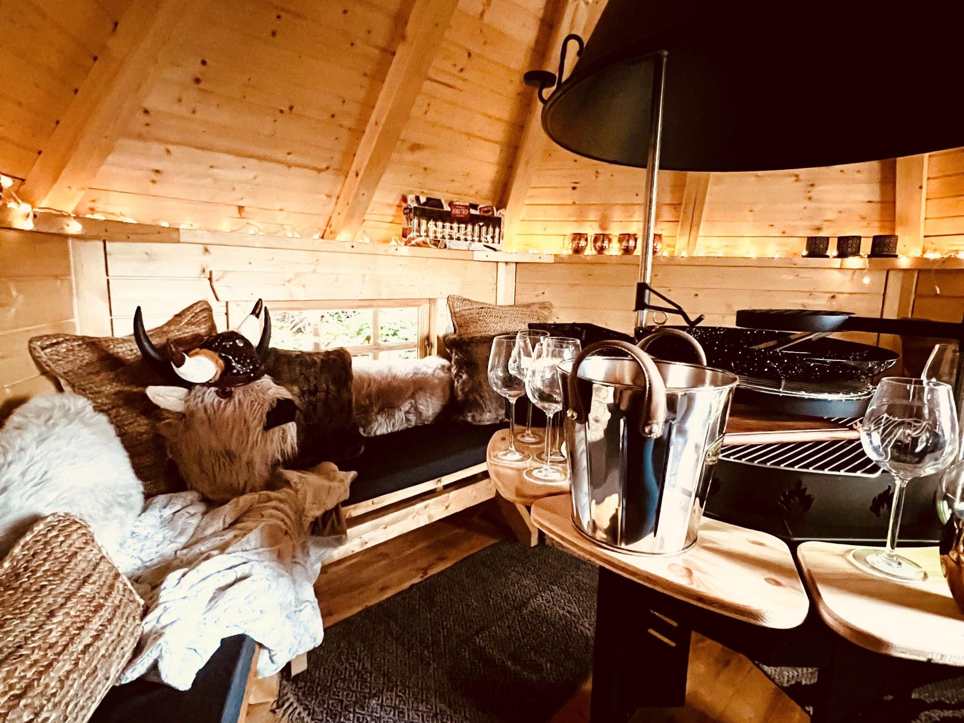 Inside the BBQ hut