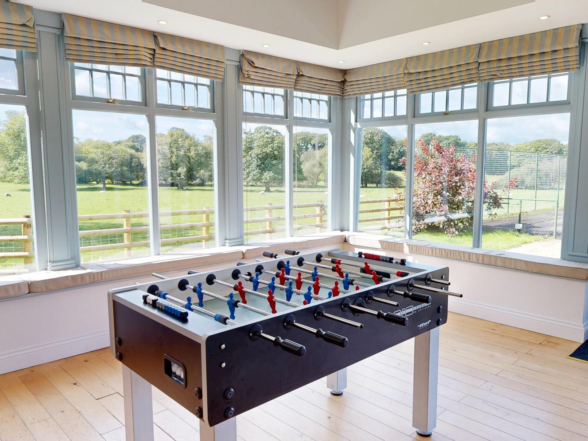 Games Room with Foosball and Panoramic Rural Views