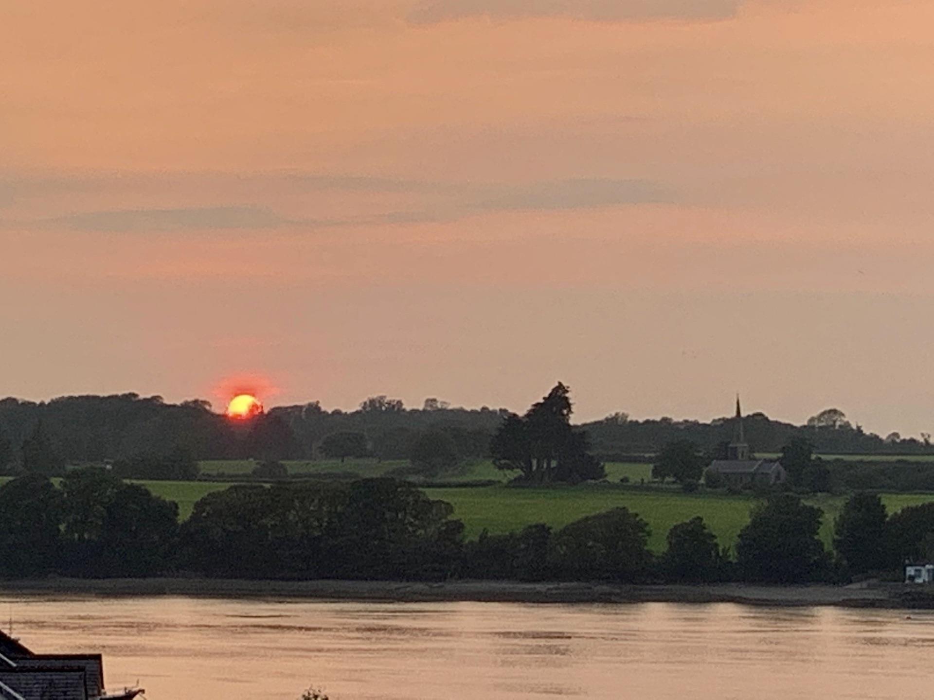 Sunset over Anglesey from balconies