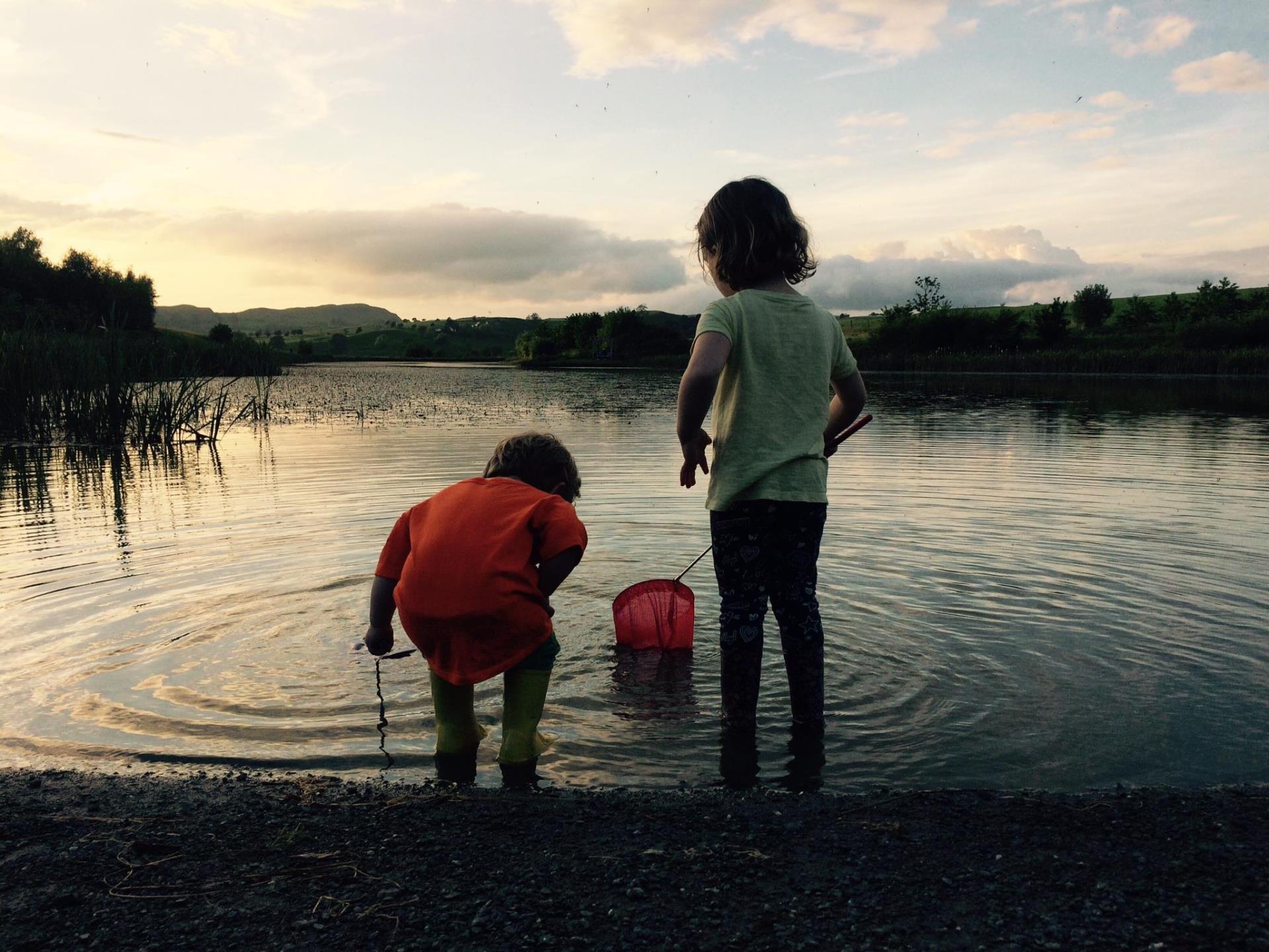 Children at the lake