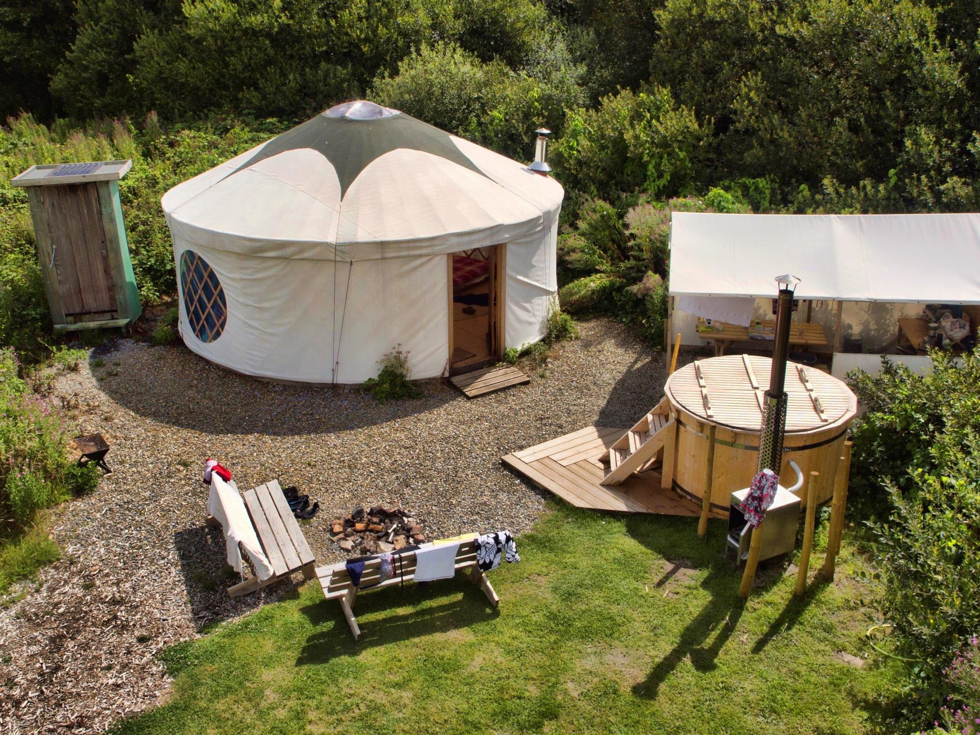 The outside space of our luxury yurts