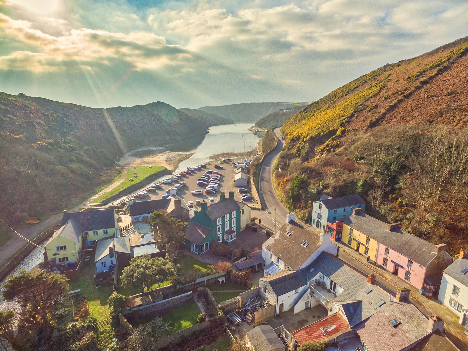 Llys Aber and Solva Harbour from above