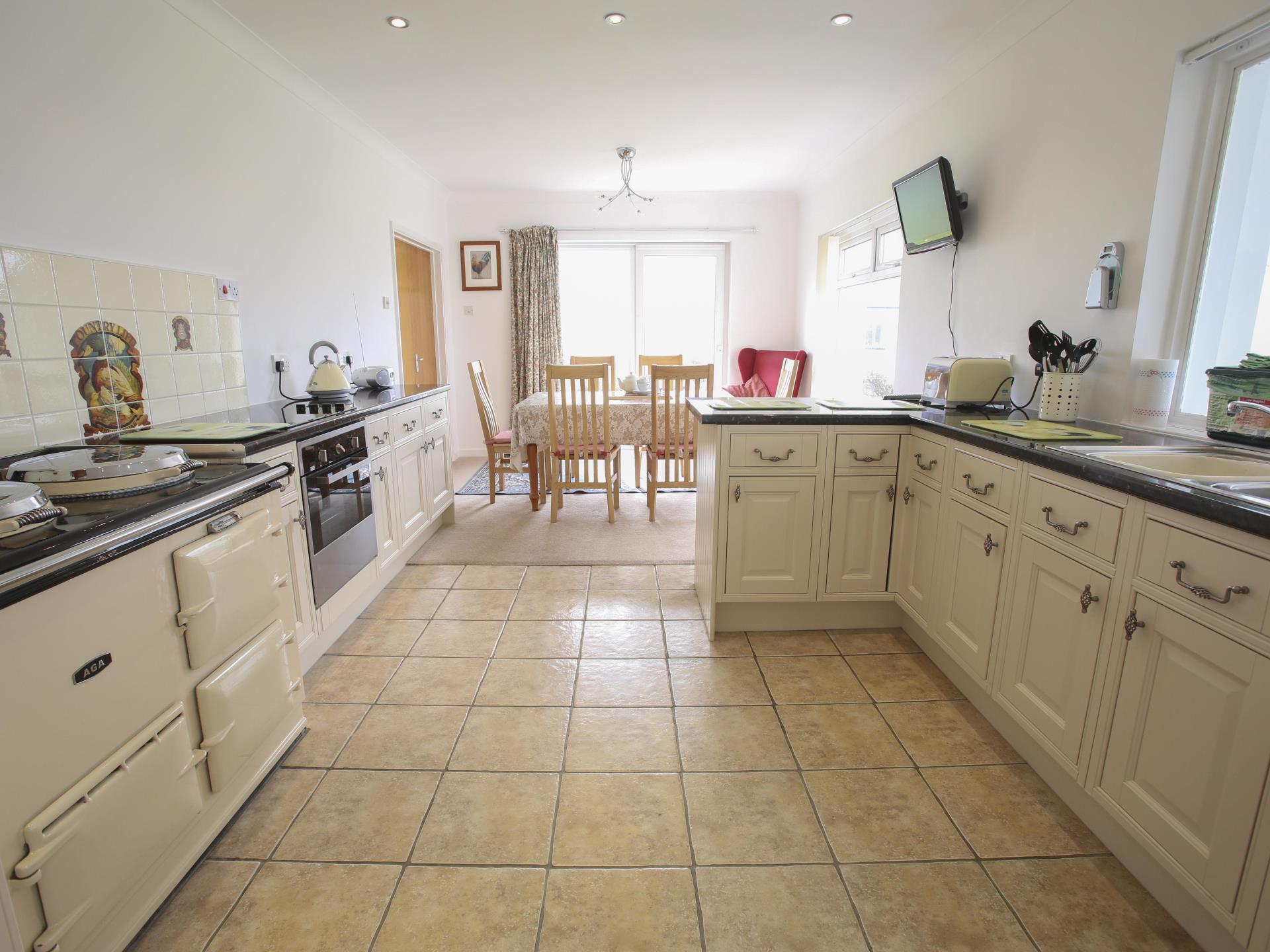 self/catering kitchen with sea views