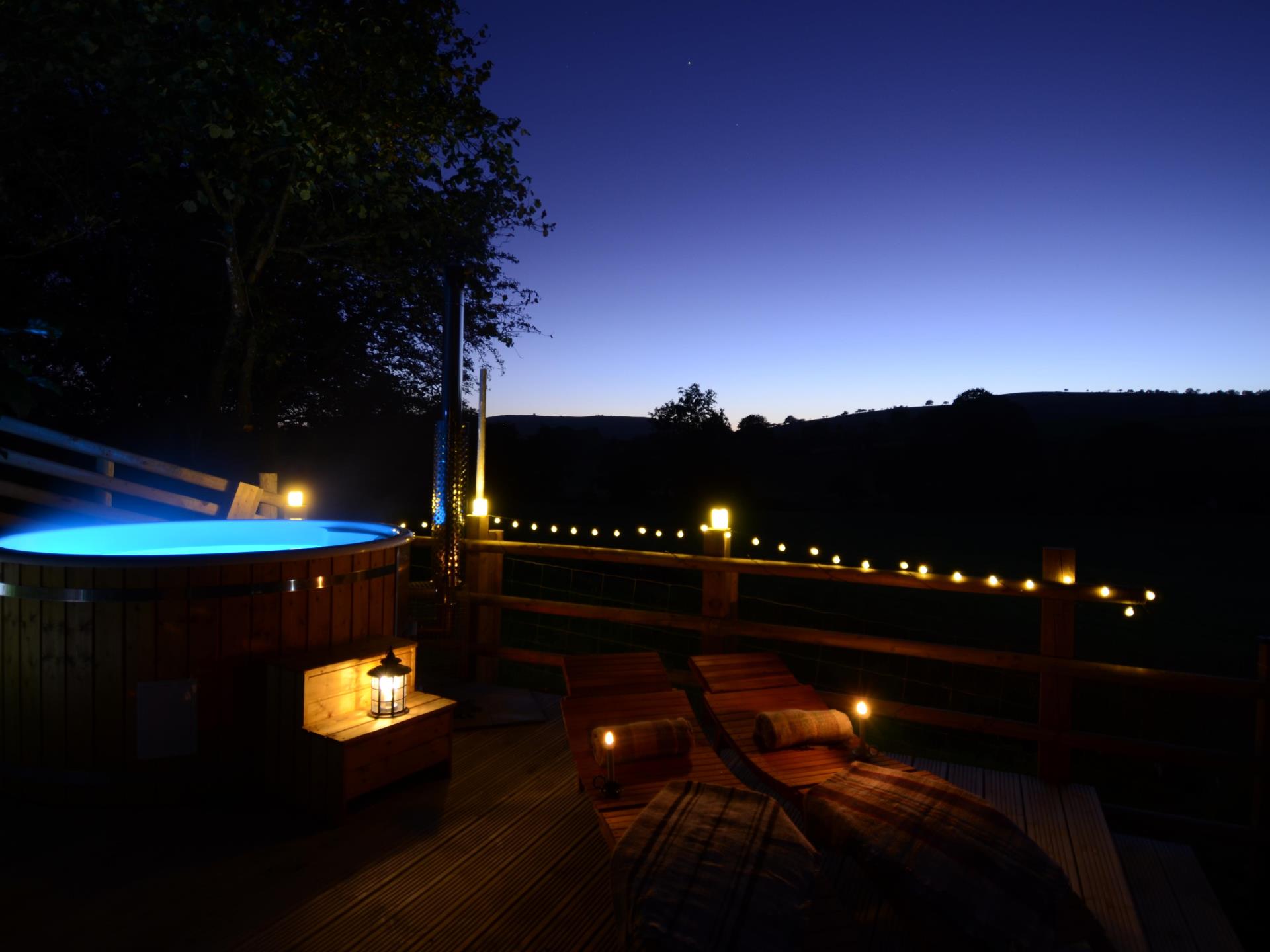 Hot tub evening under the stars