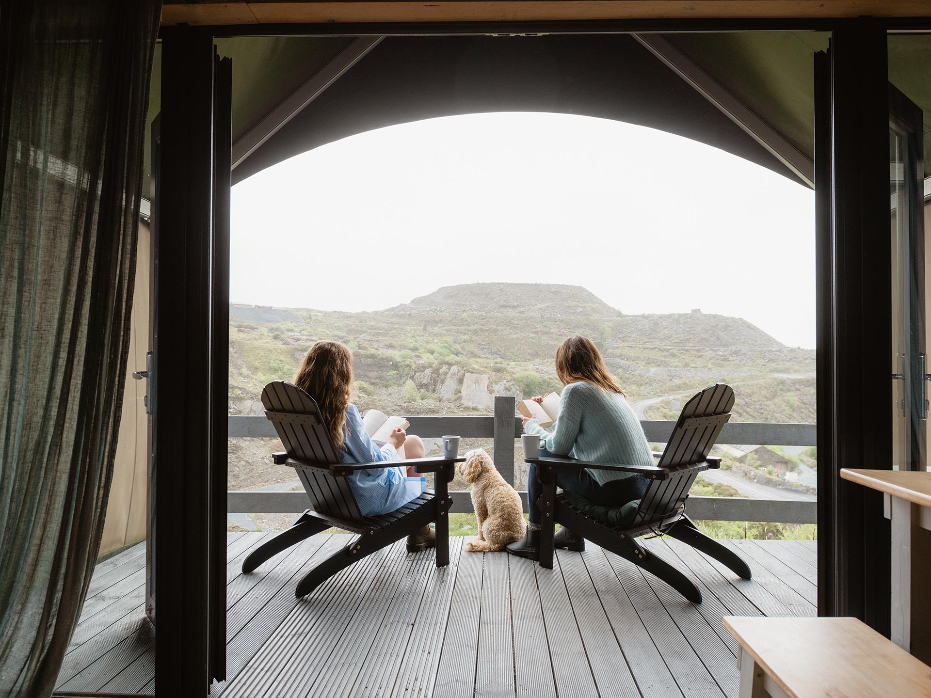 Comfortable patio chairs on the private deck